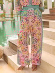 V&A I Love & Roses Pink Wide Leg Printed Trousers - Image 1 of 4