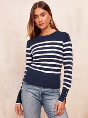 Friends Like These Stripe Long Sleeve Crew Neck Jumper - Image 1 of 4