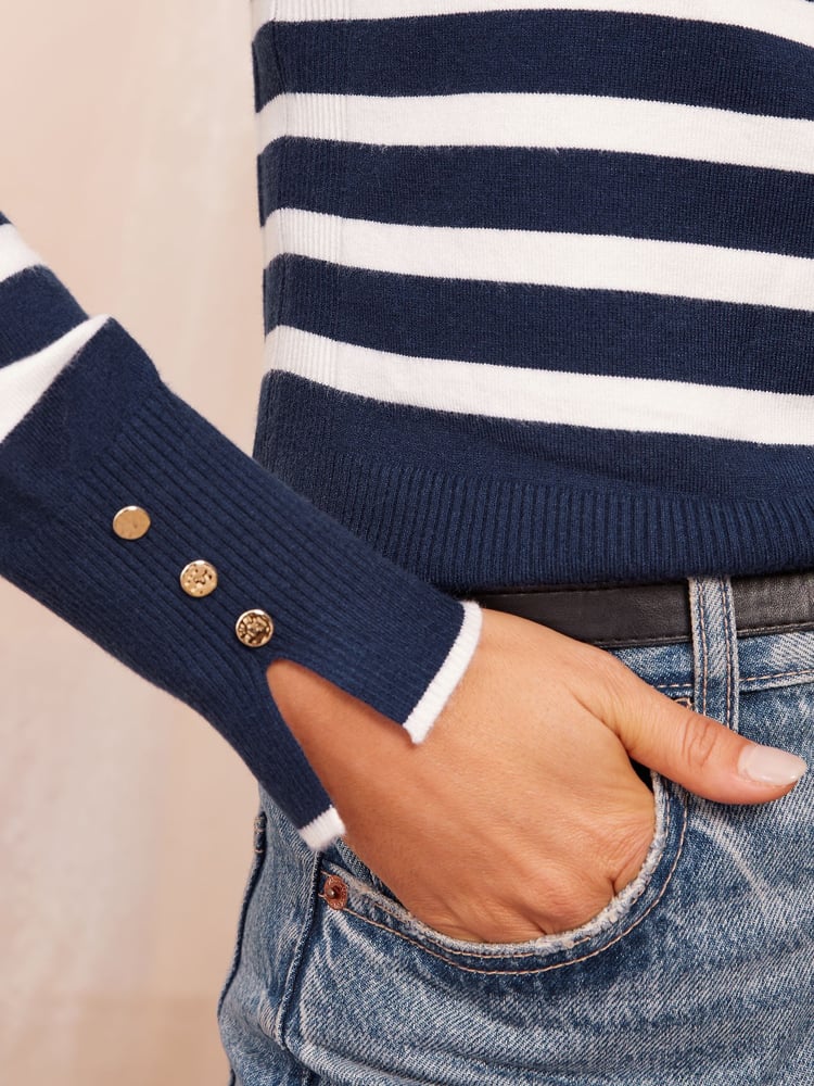 Friends Like These Stripe Long Sleeve Crew Neck Jumper - Image 2 of 4