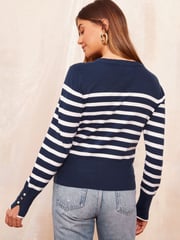 Friends Like These Stripe Long Sleeve Crew Neck Jumper - Image 4 of 4