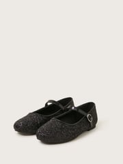 Monsoon Black All-Over Glitter Ballet Flats - Image 1 of 3