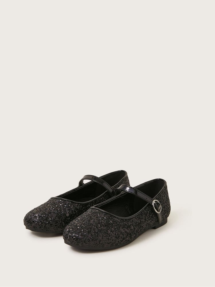 Monsoon Black All-Over Glitter Ballet Flats - Image 1 of 3