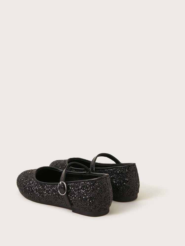 Monsoon Black All-Over Glitter Ballet Flats - Image 3 of 3