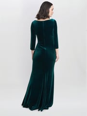 Gina Bacconi Green Sophie Velvet Maxi Dress With 3/4 Sleeve - Image 2 of 4