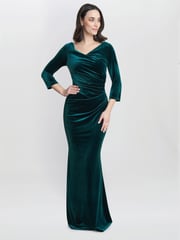 Gina Bacconi Green Sophie Velvet Maxi Dress With 3/4 Sleeve - Image 3 of 4