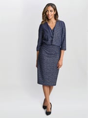 Gina Bacconi Blue Miriam V-Neck Dress And Jacket Set - Image 3 of 6