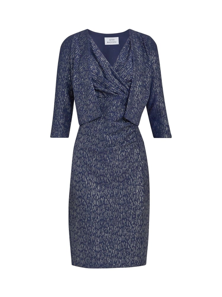Gina Bacconi Blue Miriam V-Neck Dress And Jacket Set - Image 6 of 6