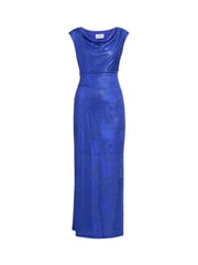 Gina Bacconi Blue Justina Foil Print Cowl Neck Maxi Dress - Image 6 of 6