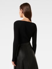 Forever New Black Bella Embellished Bow Knit Top - Image 2 of 5