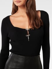 Forever New Black Bella Embellished Bow Knit Top - Image 3 of 5