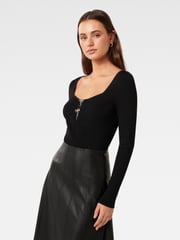 Forever New Black Bella Embellished Bow Knit Top - Image 4 of 5