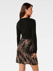 Forever New Black Kylie Sequin Knit Dress - Image 2 of 5