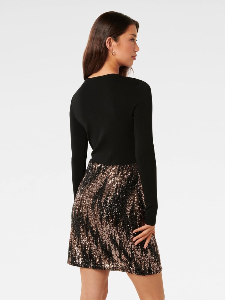 Forever New Black Kylie Sequin Knit Dress - Image 2 of 5