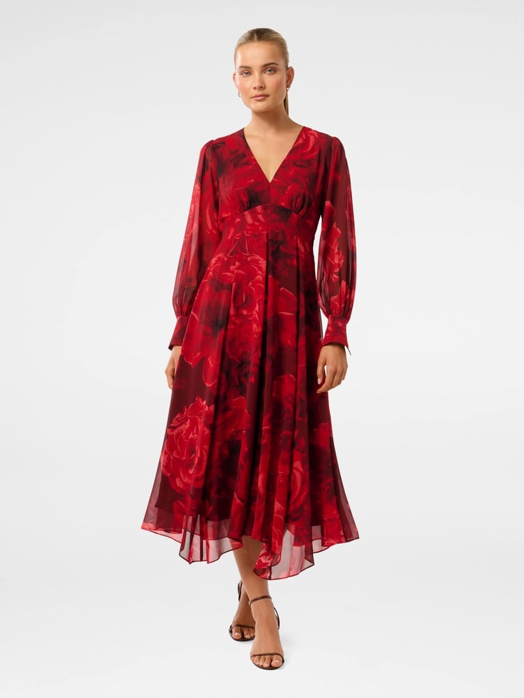 Forever New Red Sydney Printed Midi Dress - Image 1 of 4