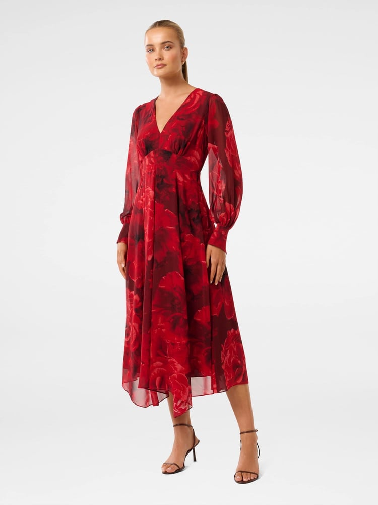 Forever New Red Sydney Printed Midi Dress - Image 4 of 4