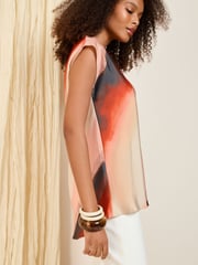 Friends Like These Orange Woven Lightweight Short Sleeve Blouse - Image 2 of 4