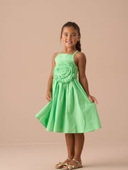 Angel & Rocket Green Alegra Corsage Scallop 100% Cotton Dress - Image 4 of 8