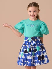 Angel & Rocket Green Agatha Heart Print Rib T-Shirt - Image 2 of 7