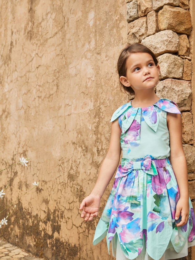 Angel & Rocket Green Darcy Mint Petal Print 100% Cotton Skirt - Image 1 of 11