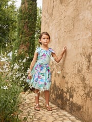 Angel & Rocket Green Darcy Mint Petal Print 100% Cotton Skirt - Image 2 of 11