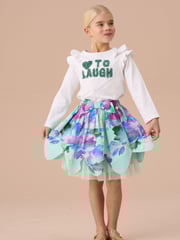 Angel & Rocket Green Darcy Mint Petal Print 100% Cotton Skirt - Image 7 of 11