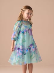 Angel & Rocket Blue Eleanor Floral Print Mesh Dress - Image 1 of 14