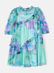 Angel & Rocket Blue Eleanor Floral Print Mesh Dress - Image 12 of 14