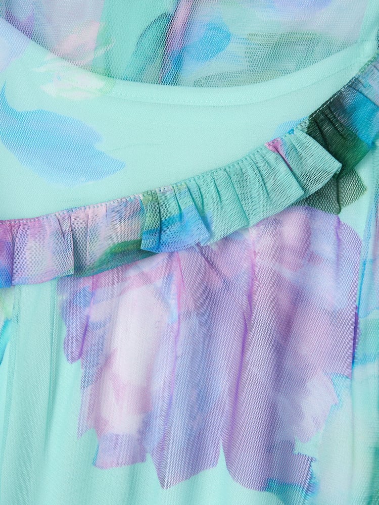 Angel & Rocket Blue Eleanor Floral Print Mesh Dress - Image 14 of 14