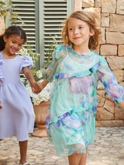 Angel & Rocket Blue Eleanor Floral Print Mesh Dress - Image 6 of 14