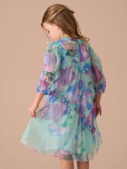 Angel & Rocket Blue Eleanor Floral Print Mesh Dress - Image 8 of 14