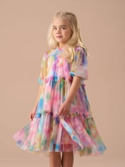 Angel & Rocket Light Pink Eleanor Floral Print Mesh Dress - Image 1 of 8