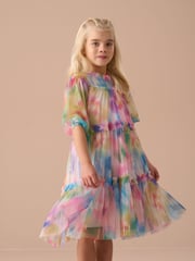 Angel & Rocket Light Pink Eleanor Floral Print Mesh Dress - Image 3 of 8
