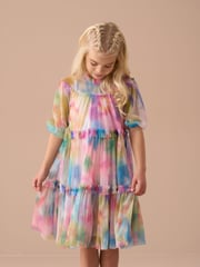 Angel & Rocket Light Pink Eleanor Floral Print Mesh Dress - Image 4 of 8