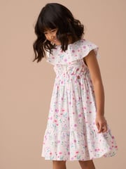 Angel & Rocket White Flori Pleated Collar 100% Cotton Dress - Image 3 of 8