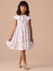 Angel & Rocket White Flori Pleated Collar 100% Cotton Dress - Image 5 of 8