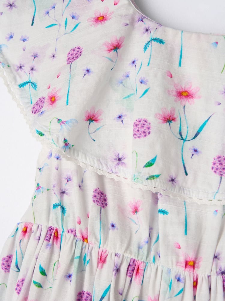 Angel & Rocket White Flori Pleated Collar 100% Cotton Dress - Image 8 of 8