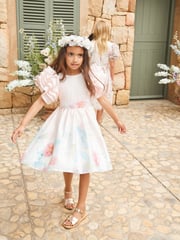 Angel & Rocket Pink 100% Cotton Border Print Emillie Tie Sash Dress - Image 15 of 20