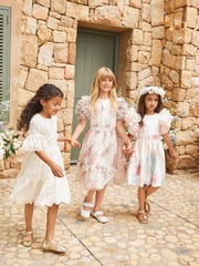 Angel & Rocket Pink 100% Cotton Border Print Emillie Tie Sash Dress - Image 17 of 20