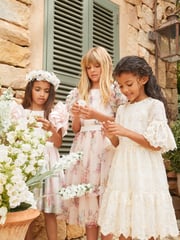 Angel & Rocket Pink 100% Cotton Border Print Emillie Tie Sash Dress - Image 18 of 20