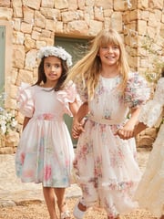 Angel & Rocket Pink 100% Cotton Border Print Emillie Tie Sash Dress - Image 19 of 20