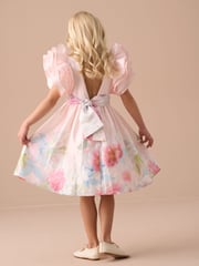 Angel & Rocket Pink 100% Cotton Border Print Emillie Tie Sash Dress - Image 2 of 20