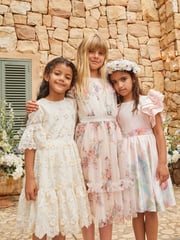 Angel & Rocket Pink 100% Cotton Border Print Emillie Tie Sash Dress - Image 20 of 20
