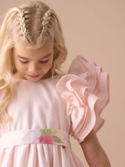 Angel & Rocket Pink 100% Cotton Border Print Emillie Tie Sash Dress - Image 3 of 20