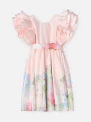 Angel & Rocket Pink 100% Cotton Border Print Emillie Tie Sash Dress - Image 6 of 20