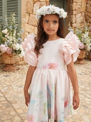 Angel & Rocket Pink 100% Cotton Border Print Emillie Tie Sash Dress - Image 8 of 20