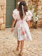 Angel & Rocket Pink 100% Cotton Border Print Emillie Tie Sash Dress - Image 9 of 20