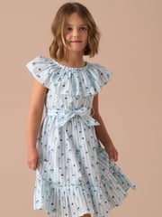 Angel & Rocket Blue Flori Pleated Collar 100% Cotton Dress - Image 1 of 7