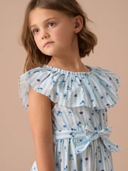 Angel & Rocket Blue Flori Pleated Collar 100% Cotton Dress - Image 4 of 7