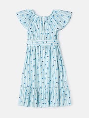 Angel & Rocket Blue Flori Pleated Collar 100% Cotton Dress - Image 6 of 7