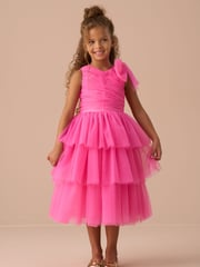 Angel & Rocket Pink Sienna Bow Tiered Mesh Dress - Image 10 of 14
